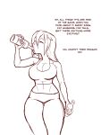  big_breasts breasts dialogue digital_media_(artwork) drinking english_text eyes_closed female general-irrelevant hair hi_res human human_only mammal not_furry simple_background solo text white_background 