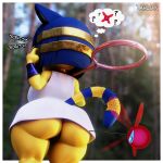  3d_(artwork) animal_crossing ankha_(animal_crossing) big_butt blue_hair butt clothed clothing digital_media_(artwork) domestic_cat felid feline felis female hair hi_res mammal nintendo no_underwear tahlian thick_thighs video_games 