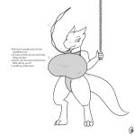  1:1 2022 absurd_res anthro big_breasts breast_expansion breasts clothing curious dialogue digital_drawing_(artwork) digital_media_(artwork) digitigrade english_text expansion female hand_on_hip hi_res holding_object horn huge_breasts hyper hyper_breasts keinga kobold kommi_hornblow line_art looking_away male monochrome narrowed_eyes scalie signature solo sound_effects standing swimwear text thick_tail thick_thighs tube water_inflation 