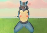  anthro female generation_4_pokemon holemann lucario nintendo pokemon pokemon_(species) solo video_games 