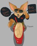  absurd_res anthro big_penis bottomwear bulge canid canine clothed clothing disney eyewear fennec finnick fox genitals hi_res huge_penis looking_at_viewer male mammal open_bottomwear open_clothing open_pants pants penis rxq sunglasses underwear zootopia 