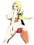  alternate_hairstyle ass back bad_id bad_pixiv_id blonde_hair blush breasts censored curvy facial_mark forehead_mark from_behind hair_ribbon hand_on_own_thigh huge_breasts kneepits konkitto konohagakure_symbol light_smile lipstick long_hair looking_at_viewer looking_back low-tied_long_hair makeup naruto naruto_(series) naughty_face nipples novelty_censor nude puffy_nipples red_eyes ribbon simple_background smile solo spread_legs standing sweat thighs tsunade white_background 