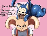  anthro big_butt blue_body blue_fur butt butt_from_the_front domestic_cat domestic_pig duo felid feline felis fur hi_res male mammal nathanatwar oolong_(dragon_ball) pink_background puar_(dragon_ball) simple_background suid suina sus_(pig) 