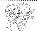  2020 amy_rose anthro caught clothing duo escaping eulipotyphlan female flirting footwear gloves handwear hedgehog male male/female mammal monochrome nervous omegasunburst open_mouth pen_(artwork) scarf sega shoes sonic_the_hedgehog sonic_the_hedgehog_(series) sweater topwear traditional_media_(artwork) winter 