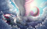  cloud digital_media_(artwork) equid equine eyelashes eyes_closed feathered_wings feathers female feral fur hair hasbro hi_res hooves inner_ear_fluff inuhoshi-to-darkpen lying mammal mlp_g5 my_little_pony patreon pegasus pink_hair pink_tail purple_body purple_feathers sleeping smile tuft white_body white_fur wings zipp_storm_(mlp) 