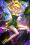  2:3 ayyasap blonde_hair blue_eyes breasts cleavage clothed clothing dress fairy female hair hair_tied humanoid looking_at_viewer peter_pan solo tinker_bell_(disney) wings 