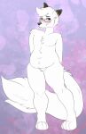  anthro arctic_fox belly blushy canid canine chubby_anthro eyewear fox glasses hi_res mammal nude pigeon_toed russell_(xaus32) shy solo thick_thighs trashdog420 
