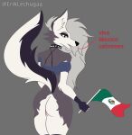  absurd_res anthro canid canine canis demon eriklechugaa female helluva_boss hi_res looking_at_viewer looking_back loona_(helluva_boss) loona_in_mexico mammal mexico solo spanish_text text wolf 