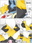  anthro blue_body blush bodily_fluids braixen breasts comic cum cum_in_pussy cum_inside dialogue duo english_text eyes_closed female female_penetrated generation_4_pokemon generation_6_pokemon genital_fluids hand_on_breast hi_res lucario male male/female male_penetrating male_penetrating_female naka_(artist) nintendo open_mouth penetration penile penile_penetration penis_in_pussy pokemon pokemon_(species) sex text vaginal vaginal_penetration video_games yellow_body 