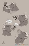  anthro anthro_pred anthro_prey bovid bovine cattle dragon dragoneater duo ear_piercing ear_ring forced hi_res macro macro_pred male male/male mammal micro micro_prey monochrome onomatopoeia oral_vore piercing ring_piercing sound_effects text unwilling_vore vore 