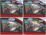  absurd_res anthro boomer_(nanoff) canid canine canis car comic driving hi_res male mammal mature_male musclegut muscular muscular_male nanoff sitting vehicle wolf zoomer_(nanoff) 