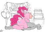  &lt;3 absurd_res ahegao ambiguous_penetration anthro areola balloon big_breasts big_butt blue_eyes breasts butt cake cowgirl_position cricket-inc cutie_mark dessert duo earth_pony english_text equid equine eyes_closed female food friendship_is_magic from_front_position hair hi_res horse huge_breasts huge_butt human inflatable looking_pleasured lying male male/female mammal my_little_pony nipples nude on_back on_bottom on_top open_mouth penetration pink_areola pink_body pink_hair pink_nipples pinkie_pie_(mlp) pony sex text thick_thighs tongue tongue_out 