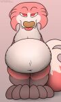  ambiguous_gender anthro belly big_belly canid canine digital_media_(artwork) drake_(kitty_pride) fox foxball fur hi_res kitty_pride looking_at_viewer lying mammal navel nude obese on_front overweight simple_background smile solo standing tongue video_games 
