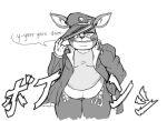  anthro belt beverage_(artist) blush boston_terrier canid canine canis chubby_anthro chubby_male clothed clothing coat domestic_dog embarrassed greyscale hand_in_pocket hand_on_hat hunting_dog iggy_(jjba) jacket jojo&#039;s_bizarre_adventure jotaro&#039;s_hat looking_down male mammal molosser monochrome open_clothing open_jacket open_topwear overhang overhanging_belly overweight overweight_anthro overweight_male pockets shirt_too_small small_molosser solo stuttering terrier topwear toy_dog wardrobe_malfunction yare_yare_daze 