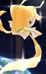  black_eyes closed_mouth commentary_request earth_(planet) highres jirachi looking_to_the_side no_humans outstretched_arms planet pokemon pokemon_(creature) rend smile solo space 