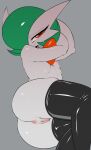  absurd_res anus butt female fir3born flat_chested gardevoir generation_3_pokemon genitals green_hair hair hi_res humanoid nintendo nipples pokemon pokemon_(species) pussy red_eyes simple_background smile solo thigh_highs_only video_games white_body 