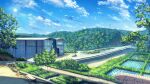  absurdres blue_sky building bush cloud commentary_request day grass ground_vehicle highres kuroneko_(hmilk) motor_vehicle no_humans original outdoors pickup_truck rice_paddy rural scenery shadow sky tree truck 