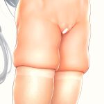  1girl censored endou_hiroto highres long_hair lower_body original pussy skindentation solo thighhighs thighs white_background 