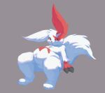  2022 3_toes ambiguous_gender anthro belly big_belly biped claws digital_media_(artwork) feet fur generation_3_pokemon looking_at_viewer markings nintendo pokemon pokemon_(species) red_body red_fur simple_background solo somnamg toes video_games white_body white_fur zangoose 