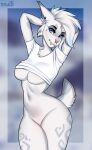 anthro breasts curvaceous curvy_figure cute_expression felid feline female fluffy genitals gift hi_res lush lynx mammal piercing pinup pose pussy seductive soft solo thick_thighs voluptuous wide_hips zhadart 