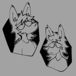  anthro canid canine canis chipped_ear clothing domestic_dog fangs hair half-closed_eyes inner_ear_fluff long_hair male mammal messy_hair multiple_poses narrowed_eyes open_mouth pose shirt simple_background sog_(squishy) solo squishy_(artist) topwear tuft v-neck 