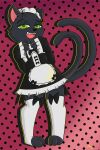  2022 2_tails absurd_res anthro asian_mythology clothing domestic_cat east_asian_mythology felid feline felis frilly frilly_clothing hi_res japanese_mythology legwear lucentleader maid_uniform male mammal multi_tail mythology nekomata open_mouth shy solo thigh_highs uniform yokai 