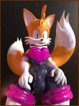 3d_(artwork) anthro bodysuit bulge canid canine clothing digital_media_(artwork) fox glistening glistening_clothing gloves handwear hi_res latex looking_at_viewer male mammal miles_prower rouge_the_bat rubber rubber_clothing rubber_suit sega skinsuit solo sonic_the_hedgehog_(series) tailsltx tight_clothing 