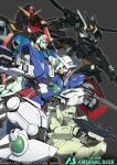  blue_eyes brave_commander_test_type green_eyes grey_background gun gundam gundam_00 gundam_08th_ms_team gundam_arsenal_base gundam_exia gundam_ez8 holding holding_gun holding_weapon looking_down mecha no_humans official_art open_hand pink_eyes psyco_gundam purple_eyes robot sa/tsu/ki science_fiction v-fin weapon zeta_gundam zeta_gundam_(mobile_suit) 