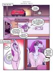  amon_(atrolux) anthro atrolux comic english_text female hair_down hi_res male monique_(atrolux) pyjama reptile scalie snake speech_bubble text 