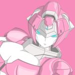  1550068702noir 1girl alien android arcee blue_eyes bra breasts colored_skin highres humanoid_robot large_breasts mecha nicee pink_background pink_bra robot solo transformers underwear white_skin 
