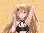  1girl :p bare_shoulders bikini blonde_hair collarbone earrings girls&#039;_frontline jewelry long_hair official_alternate_costume ppk_(foliage_romance)_(girls&#039;_frontline) ppk_(girls&#039;_frontline) puabatxgamlaz5c solo swimsuit tongue tongue_out very_long_hair yellow_eyes 