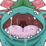  ambiguous_gender bodily_fluids eye_contact fangs feral feral_pred generation_1_pokemon hi_res looking_at_another mouth_shot nintendo open_mouth plant_pred pokemon pokemon_(species) randompasserbyer saliva saliva_string solo teeth uvula venusaur video_games vore 