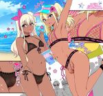  4boys armpits bow choker close-up dark_skin dutch_angle earrings fat fishnets food ganguro hair_bow hat heart heart_earrings jewelry lipstick makeup multiple_boys nagano_rira nipples obese open_mouth original panties penis pink_bow popsicle see-through side-tie_panties sunglasses swimsuit testicles twintails underwear 