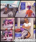  airport anthro canid canine canis cantando_pollas domestic_dog duo fox german_shepherd herding_dog hi_res humanoid male male/male mammal pastoral_dog stare sukifox vacation 