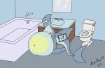  bathroom bathroom_denial bladder bladder_bulge bladder_inflation bladder_plug bulge desperation expansion female fish full_bladder hi_res inflation marine omorashi organs plug public_restroom shark 