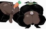  2022 after_anal ambiguous_fluids anthro backsack balls big_butt blush brown_body brown_fur bulge bunny_costume butt carrot clothed clothing costume crouching exposed_butt fake_ears fake_rabbit_ears food fur generation_8_pokemon genitals green_hair hair haplorhine hi_res humanoid_genitalia humanoid_penis hyaku_(artist) improvised_sex_toy legwear male mammal nintendo penis plant pokemon pokemon_(species) primate rillaboom signature simple_background skimpy solo thigh_highs vegetable video_games white_background 