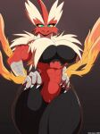  &copy; 2022 absurd_res anthro arskatheman blue_eyes breasts female generation_3_pokemon gradient_background hands_on_hips hi_res looking_at_viewer mega_blaziken mega_evolution muscular muscular_female nintendo pokemon pokemon_(species) simple_background solo symbol video_games 