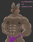  abs anthro biceps blush brass_instrument brown_body brown_fur bugle canid canine canis clothed clothing eyes_closed fur glistening glistening_body hi_res humanoid kim(racingtime244) male mammal muscular muscular_male musical_instrument nipples original_characters pecs racingtime244 simple_background simple_eyes simple_nose solo submissive submissive_male underwear undressing wind_instrument wolf 