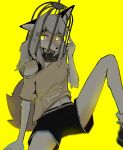  absurd_res anthro canid canine clothing female fox fur gfox404 hair hi_res mammal solo white_body white_fur white_hair yellow_body yellow_eyes yellow_fur 