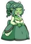  alpha_channel anonymous_artist armwear ball_gown big_breasts breast_squish breasts cleavage clothed clothing crown detached_sleeves dress dress_bow drill_curls eyes_closed female fusion goblin goblin_princess green_body green_hair green_skin hair holding_clothing holding_dress holding_object human_princess humanoid humanoid_pointy_ears midriff navel noseless open_mouth open_smile ponytail princess royalty smile solo squish towergirls 