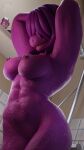  3d_(artwork) 4k 9:16 abs absurd_res anthro big_breasts big_butt blender_(software) breasts butt callnsfw deltarune digital_media_(artwork) dinosaur female genitals hair hair_over_eyes hands_behind_head hi_res long_hair looking_at_viewer muscular muscular_anthro navel nipple_piercing nipples nude piercing purple_body purple_hair reptile scalie shower smile smiling_at_viewer soap solo standing susie_(deltarune) thick_thighs tile undertale_(series) video_games water wet 