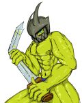  clothing hi_res humanoid male mask melee_weapon muscular pose solo sword thong underwear vocabulary weapon 