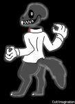  anthro bone bow_tie canid canine canis claws clothing fluffy fluffy_tail ghost gloves handwear male mammal sharp_teeth simple_background skull skull_head solo spirit teeth tuxedo_vest wolf wolf_tail 