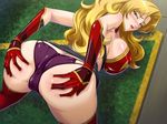  alicia_viewstream ass ass_grab bare_shoulders bent_over blonde_hair blush breasts butt_crack cameltoe censored closed_mouth dress dress_lift dutch_angle elbow_gloves embarrassed eyebrows_visible_through_hair from_side game_cg gloves grabbing_own_ass huge_breasts kagami_hirotaka kangoku_(series) kangoku_senkan_2 kneepits legs_apart lipstick long_hair looking_at_viewer looking_back makeup mosaic_censoring nose_blush panties parted_lips partially_visible_vulva pink_eyes pink_lipstick presenting purple_panties raised_eyebrows red_gloves red_legwear shiny shiny_clothes shiny_hair short_dress side_cutout sideboob skin_tight solo spread_ass string_panties thick_thighs thighhighs thighs underwear wavy_hair 