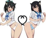  akatsuki_nagisa animal_ears ass himeragi_yukina nekomimi pantsu seifuku shimapan strike_the_blood tail transparent_png vector_trace 