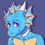  artist_signature bettercallpavuk choker dragon fangs frill gem gradient headshot horn painting_(artwork) purple_eyes roople scalie simple_background slit_pupils snout tongue traditional_media_(artwork) underbelly watercolor_(artwork) watermark western_dragon 