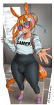  animal_humanoid balls_outline bottomwear bulge clothed clothing equid equid_humanoid equine equine_humanoid eyewear fully_clothed gaikiken genital_outline girly glasses hair hi_res highlights_(coloring) horse_humanoid humanoid looking_at_viewer male mammal mammal_humanoid orange_hair pants penis_outline roz-chan shirt smile solo topwear yoga_pants 