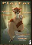 absurd_res ailurid anthro atlacat beverage coffee coffee_mug cover digit_ring eyebrow_piercing facial_piercing female forest forest_background hi_res jewelry magazine magazine_cover mammal nature nature_background piercing plant red_panda ring solo toe_ring tree 