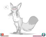  anthro black_and_white blush canid canine canis fennec fox male male/male mammal monochrome nicnak044 sketch solo 