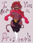  artywitch boots bouncing_breasts bow_(disambiguation) breasts bulge clothing demon disney footwear gravity_falls gynomorph hair hi_res horn intersex legwear long_hair mabel_pines panties red_hair sharp_teeth signature smile solo spade_tail sweater teeth text thigh_boots thigh_highs topwear underwear wavy_hair 